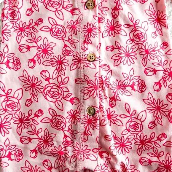 Cat & Jack Baby Girls Floral Romper, Pink, Size 0-3M - Picture 4 of 8